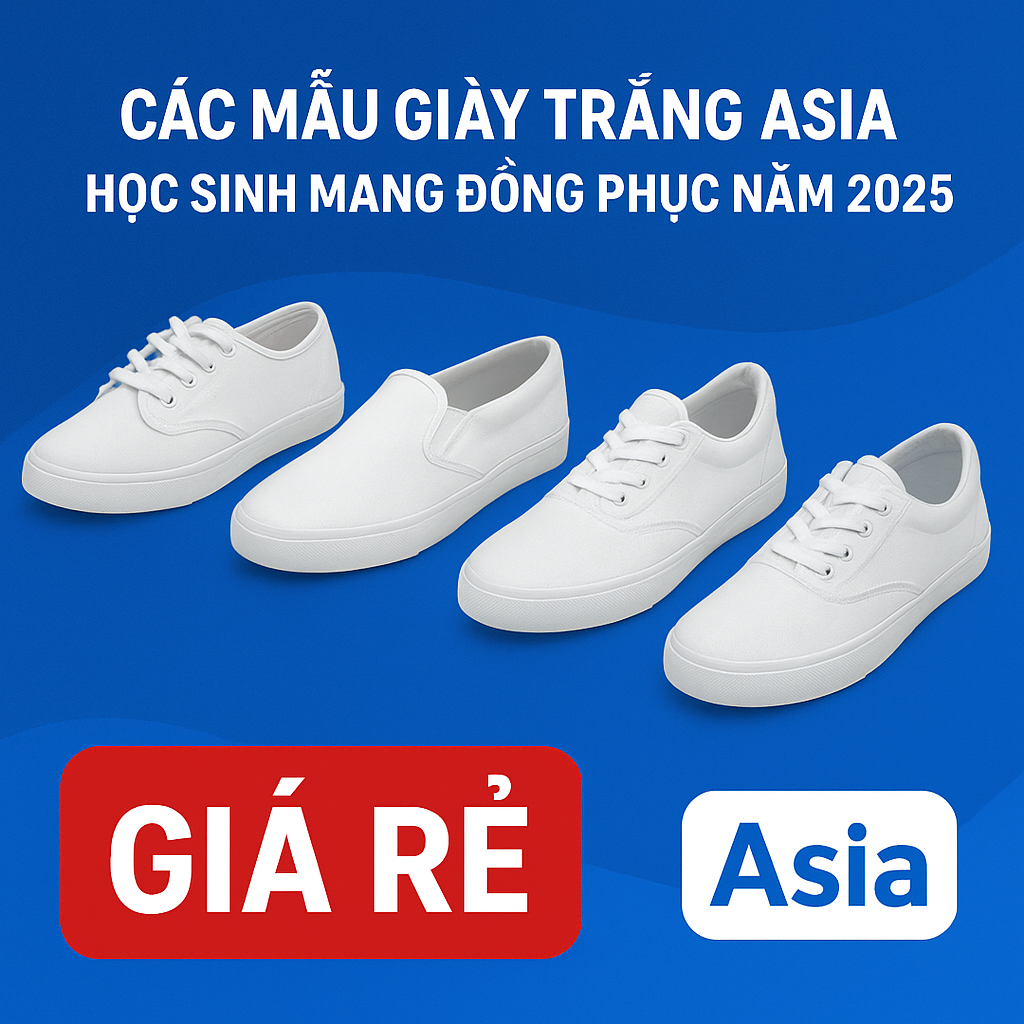 Các mẫu giày trắng Asia học sinh mang đồng phục năm 2025