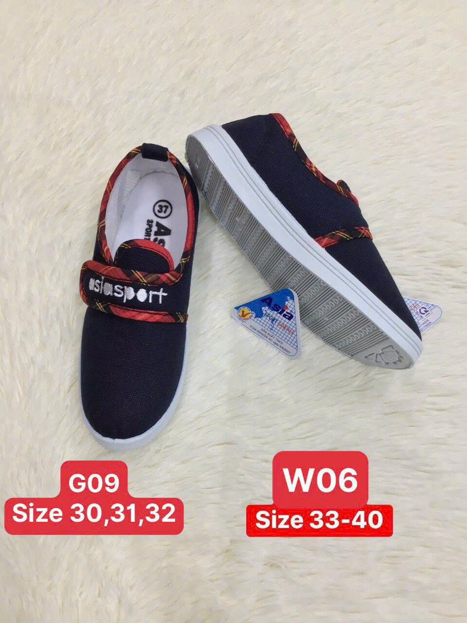 Giày Asia dán nữ W006 xanh